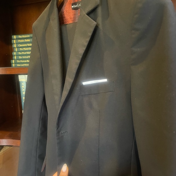 YUAN LU 2 piece suit.  Color Black. Size 14 boys. - Picture 4 of 5
